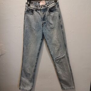 Revice Blue Distressed Button Fly‎ Acid Wash Jeans Women Mid Rise Sz 26 Grunge